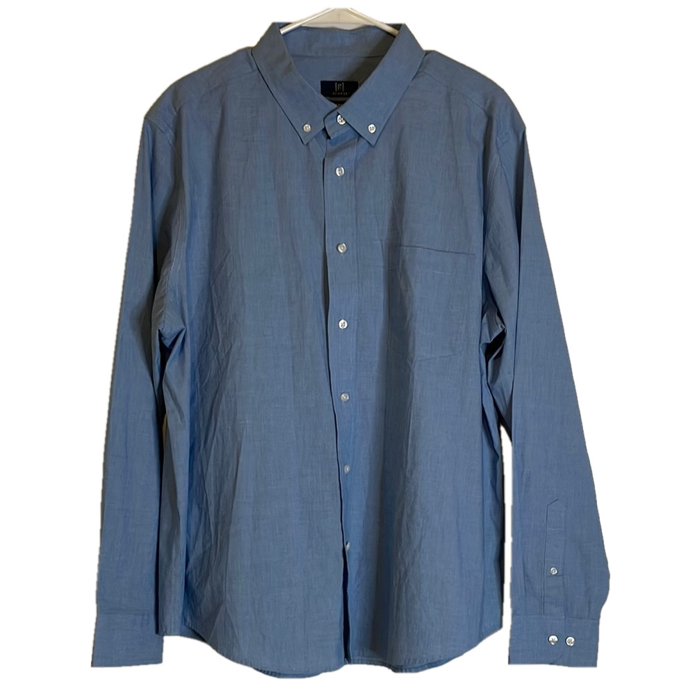 GEORGE Cotton Blue Button Down Shirt, Men’s XL, Blue